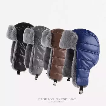 Пуховая тканевая шапка Thunderclap для мужчин и женщин, зимняя утепленная теплая защитная шапка для ушей, кепка для полетов на открытом воздухе One Size серый