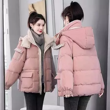 Пуховая ватная одежда для женщин зимняя одежда ватная одежда Короткие ватные куртки Утолщенные ватные куртки Tide S recommends 90-55kg чёрный