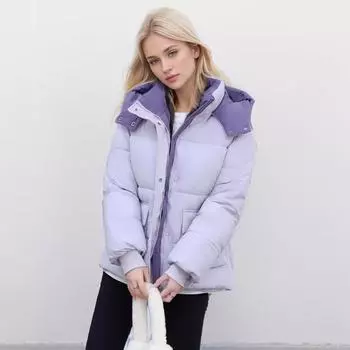 Пуховая женская короткая зимняя новая утолщенная высококачественная женская куртка куртка-хлеб M чёрный