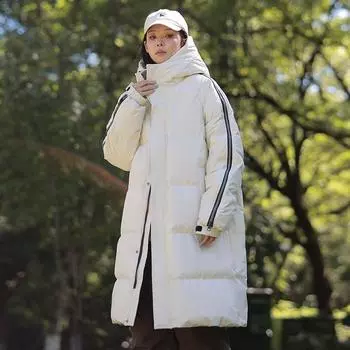Пуховик 2024 осень-зима новый национальный стандарт пуховик 90 белый утиный пух полосатый с капюшоном теплый пуховик S