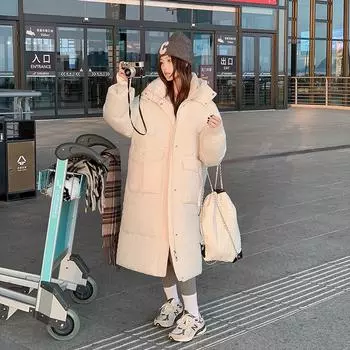 Пуховик - это новая высококачественная, свободная и модная утепленная куртка средней длины выше колена для зимнего сезона. M чёрный