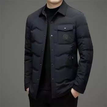 Пуховик Белый утиный пух Легкая мужская куртка Зимняя новая мужская повседневная теплая пуховая куртка с лацканами M