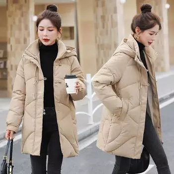 Пуховик для девочек длиной до колена Зимой 2023 года Новинки свободного кроя S зелёный