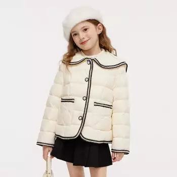 Пуховик для девочек Осень и зима Модная универсальная легкая теплая зимняя одежда 110cm чёрный