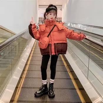 Пуховик для девочек, зимняя одежда, модная детская зимняя утепленная одежда для больших детей, белое пальто на утином пуху для девочек 120cm