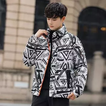 Пуховик для мальчиков, новая повседневная осенне-зимняя модная брендовая мужская теплая куртка средней длины M