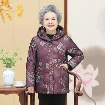 Пуховик для мам утолщенный средний и длинный женский с капюшоном верхняя одежда белый согреет пожилых людей зимняя стеганая куртка стеганое пальто L
