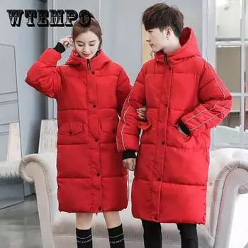 Пуховик для влюбленных пар, мужские шелковые пальто на хлопковой подкладке, женская зимняя толстая теплая куртка, подарок для второй половинки любви 5XL красный