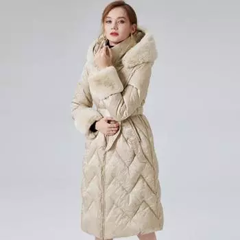 Пуховик для женщин, высококачественная зимняя утолщенная длинная женская куртка с капюшоном S
