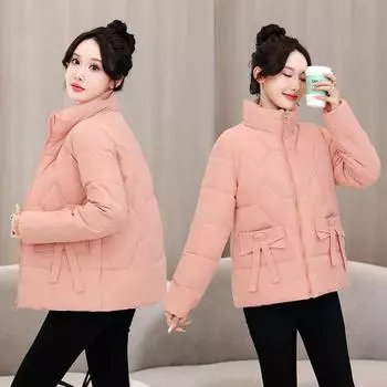 Пуховик для женщин зимой, утягивающая и стильная одежда, утолщенный карман, галстук-бабочка, воротник-стойка L