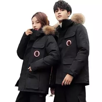 Пуховик Хлебная куртка Съемная шапка Универсальная короткая модная повседневная куртка M серый