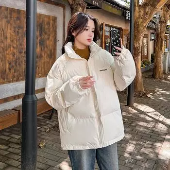 Пуховик хлопковый зимняя новая утолщенная куртка из хлеба свободная модная универсальная хлопковая куртка прилив M чёрный