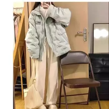 Пуховик из хлопка для женщин, новый стиль, зимняя корейская утолщенная хлопковая куртка, маленькая, свободного размера, модная хлопковая куртка S