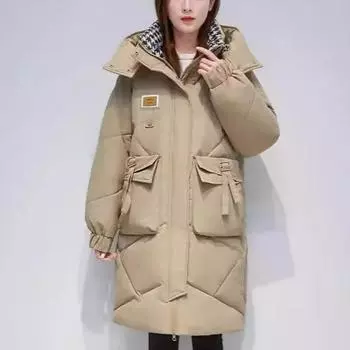 Пуховик из хлопка женская новая зимняя куртка с наполнителем женская куртка средней длины свободная версия утолщенный костюм из графенового хлопка костюм M белый