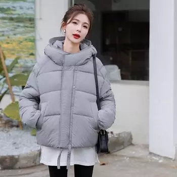 Пуховик из хлопка, женская новая зимняя куртка для мужчин с капюшоном, толстая теплая куртка из хлопка M чёрный