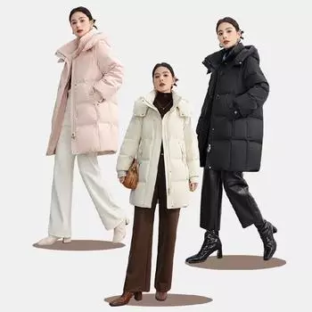 Пуховик из хлопка, женская утолщенная модная теплая хлопковая куртка с капюшоном M чёрный