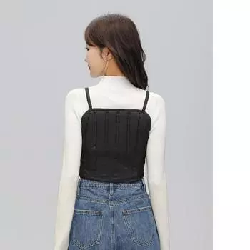 Пуховик крест-накрест красивая спинка труба топ нижнее белье женское зимнее внутреннее покрытие низ вниз маленький подтяжки жилет анти-легкий нагрудный обруч S чёрный