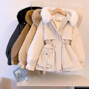 Пуховик Куртка женская Fat большого размера с хлопковой подкладкой Простая, модная и универсальная зимняя M