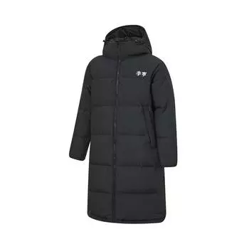 Пуховик Li Ning Hot Pot, однотонный, с капюшоном, на молнии, с длинным дышащим пуховым пальто, унисекс, верхняя одежда, черный цвет AYMU615-4 M