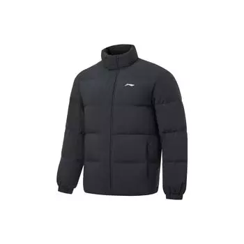 Пуховик Li Ning Hot Pot, однотонный, с воротником-стойкой, водонепроницаемый, короткий, мужская куртка, черный цвет, AYMT105-3 S