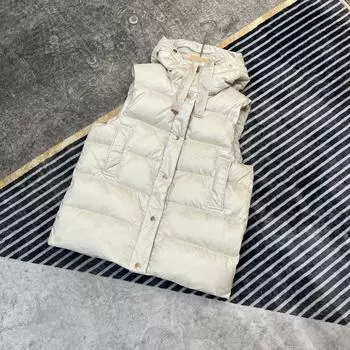 Пуховик M женский Европейские товары утолщенный жилет жилет жилет новый 2024 зимний пуховый жилет жилет, свободная верхняя одежда M38 белый
