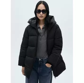 Пуховик Mango 87050306 черный Regular Fit S
