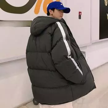 Пуховик Мужская стеганая куртка Стеганая куртка в гонконгском стиле Утолщенная куртка Стеганая куртка Стеганая куртка Стеганая куртка Молодежная Guochao M темно-серого