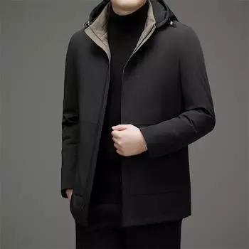 Пуховик мужской легкий и тонкий новый съемный головной убор для пап среднего возраста повседневная теплая мужская куртка M