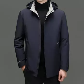 Пуховик мужской новый зимний модный средний возраст белый утиный пух подкладка теплая куртка для папы куртка 170