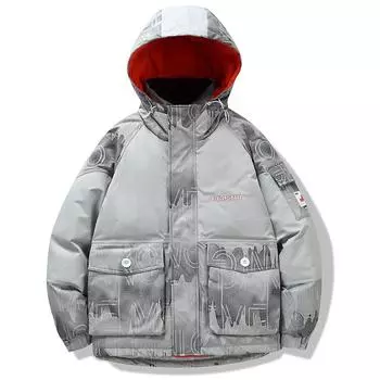 Пуховик мужской новый зимний модный тренд повседневный теплый короткий M белый
