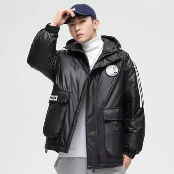 Пуховик мужской новый зимний продукт красивый молодежный модный 90% белый утиный пуховик мужской повседневный с капюшоном короткая мужская одежда M