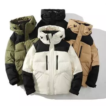 Пуховик мужской новый зимний сращивание утолщение модный бренд рабочая одежда куртка с капюшоном куртка теплая верхняя мужская одежда M