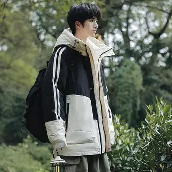 Пуховик мужской осенне-зимний короткий с капюшоном модная повседневная универсальная куртка для мальчиков S