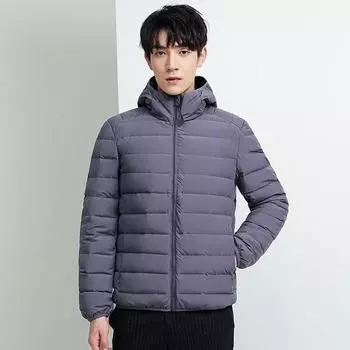 Пуховик мужской постепенно меняющийся глянцевый воротник-стойка короткий тренд красивый утолщенный теплый M серый