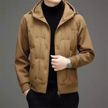 Пуховик мужской с капюшоном Splicing осенний пуховик M