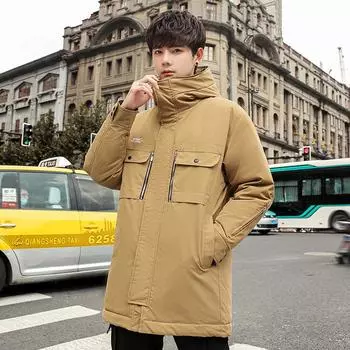 Пуховик мужской средней длины новогодний модный бренд зимняя теплая корейский стиль модная и красивая куртка для мужчин M