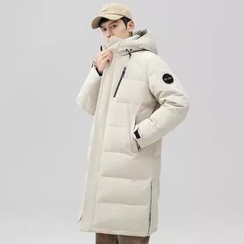 Пуховик мужской средней длины с 90% утиным пухом, зимний, утолщенный, ветрозащитный, с капюшоном, для пары, повседневная мужская одежда S