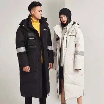Пуховик мужской средней и длинной длины, утепленный, белый утиный пух, теплый и универсальный, пара с тем же пальто, модные мужчины S