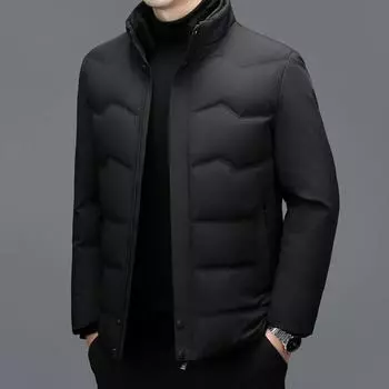 Пуховик мужской средней и длинной длины, зимняя новая, для мужчин среднего и пожилого возраста, повседневная утепленная мужская одежда, мужская куртка среднего возраста с воротником-стойкой XL