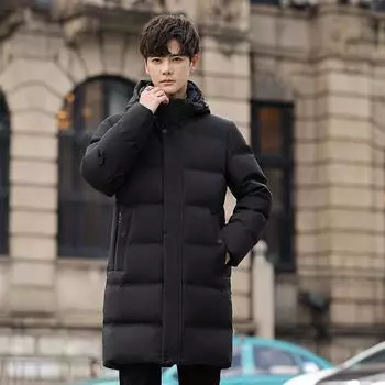 Пуховик мужской средней и длинной зимней моды новая молодежная зимняя одежда утолщенный M белый