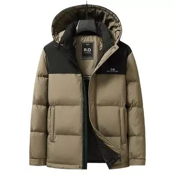 Пуховик мужской зимний контрастный цвет пуховик защита от холода теплый повседневный тисненый утолщенный пуховик для молодых мужчин M