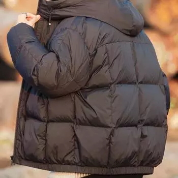 Пуховик мужской зимний легкий и теплый новый стиль красивая короткая утолщенная куртка с капюшоном для подростков M чёрный