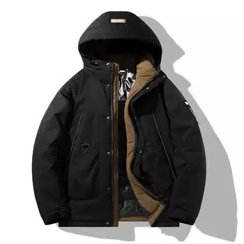 Пуховик мужской зимний модный белый утиный пух мужской с капюшоном Теплая одежда повседневный пуховик мужской S чёрный