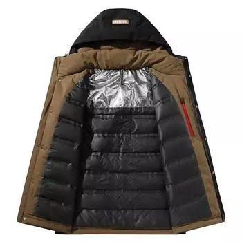 Пуховик мужской зимний модный белый утиный пух мужской с капюшоном Теплая одежда повседневный пуховик мужской S чёрный