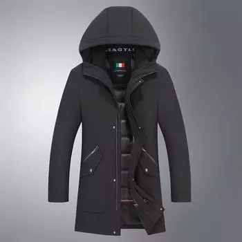 Пуховик мужской зимний новый стиль мужской пуховик с капюшоном съемный пуховик мужской теплый пуховик M чёрный