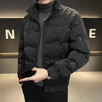 Пуховик мужской зимний новый стиль воротник-стойка красивая короткая белая утиная пуховая теплая мужская куртка молодежный модный топ L