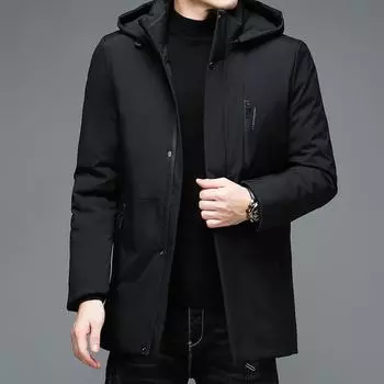 Пуховик мужской зимний теплый повседневный для молодежи и среднего возраста мужской пуховик с капюшоном и съемной подкладкой мужская одежда L