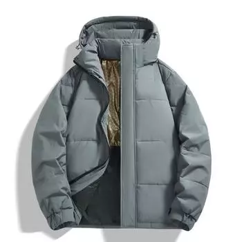 Пуховик мужской зимний толстый теплый свободный с капюшоном модный пуховик большого размера куртка L