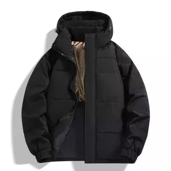 Пуховик мужской зимний толстый теплый свободный с капюшоном модный пуховик большого размера куртка XXL