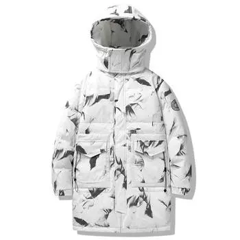 Пуховик мужской зимний тренд с капюшоном универсальная куртка парное зимнее утолщенное теплое пальто M белый